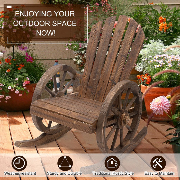 Premium Solid Wood Adirondack Rocking Chair - Stylish Outdoor Furniture for Porch, Poolside, and Garden