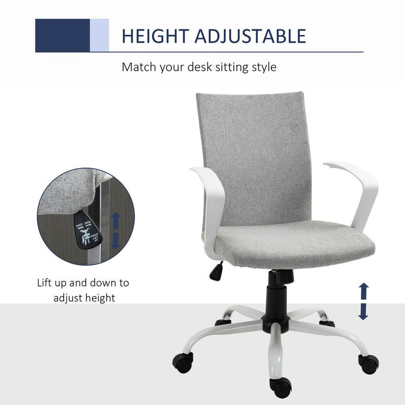 Linen Swivel Computer Desk Chair - Office Chair, Light Grey
