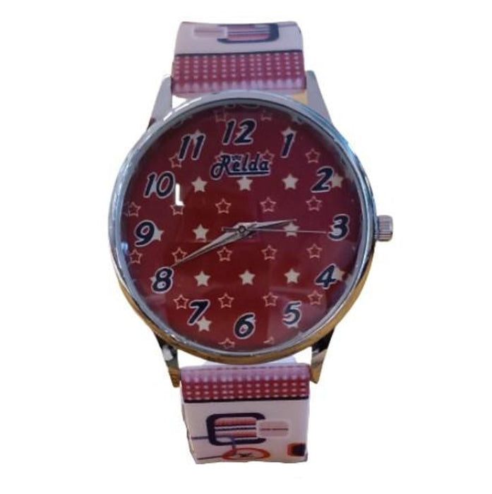 Relda Ladies Analogue Star Silicone Watch - Brown Strap - REL98