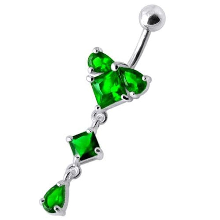 fashionable Jeweled Dangling With SS Bar Navel Body Jewelry Ring