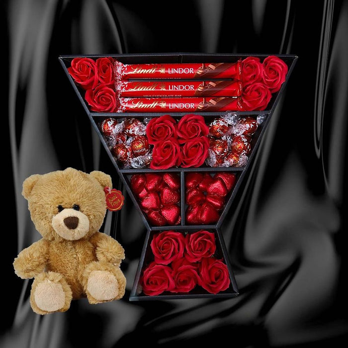 Lindt Lindor Signature Chocolate Bouquet With Red Roses