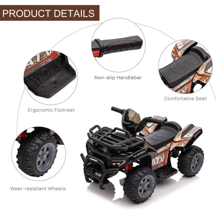 High-quality, Electric Kids ATV Car with Music - Safe and Fun for 18-36 months - Black