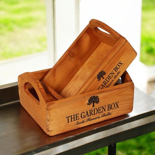 SET 2 WOODEN FLOWER PLANTERS