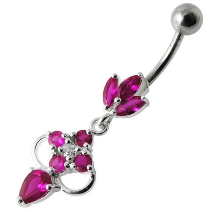 Fancy Jeweled Dangling Body Piercing Banana Bar Navel Ring