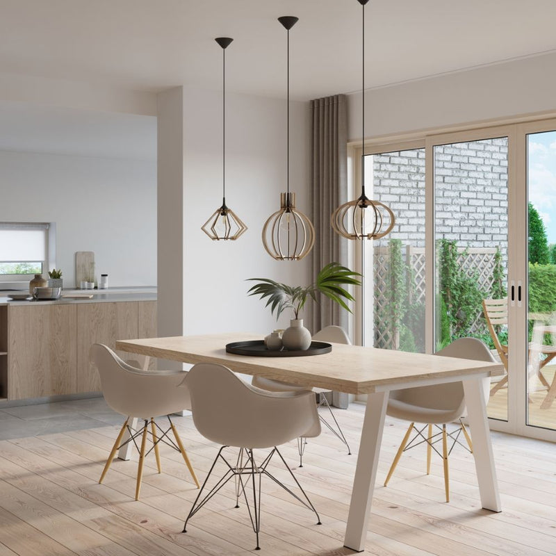 Scandinavian Design Wood Pendant Lamp - Mandelino E27