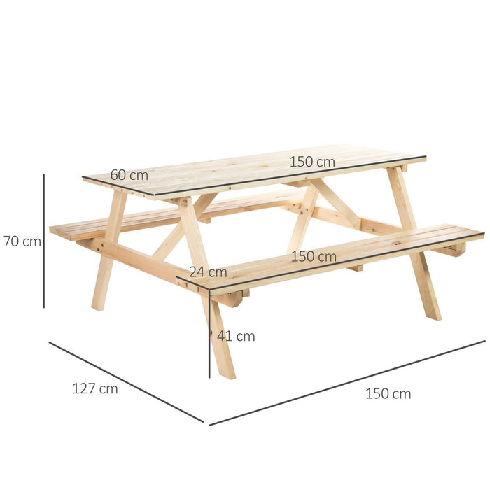 Outsunny 4-Seater Wooden Picnic Set-Fir Wood