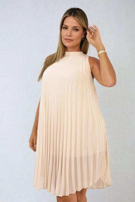 Davina Pleated Halter Neck Mini Dress - Effortlessly Chic and Timelessly Elegant