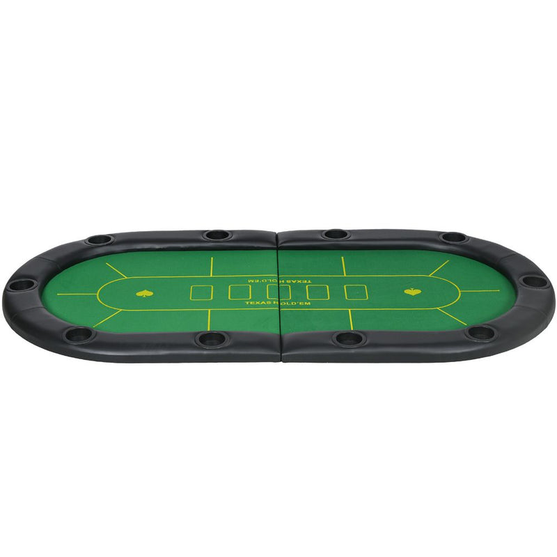 FOLDABLE Poker Mat, 10-Player Table Top w/ Cup Holders, Carry Bag - Professional Quality