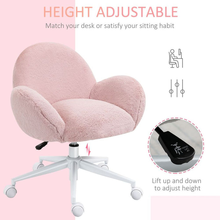 Fluffy Pink Leisure Chair w/ Backrest & Armrest for Bedroom - Professional Seller, High Quality