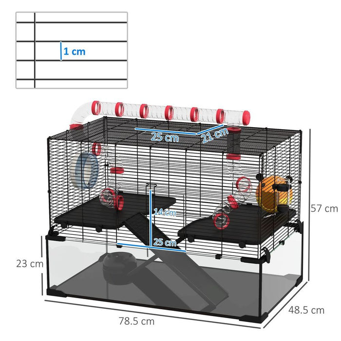 Ultimate Hamster Cage Set - Tunnels, Platforms, Ramps, Hut, 78.5 x 48.5 x 57cm