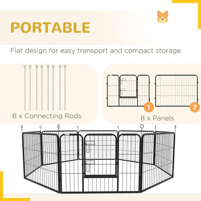 Spacious & Secure Pawhut Pet Pen - Guinea Pig, Dog, Puppy Playpen - Steel, Black