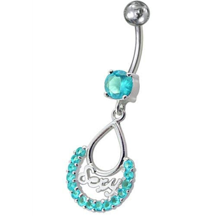 Fancy Silver SEXY Dangling Belly Navel Body Jewelry Ring