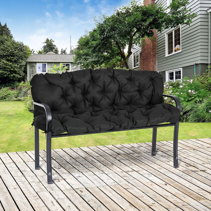 Premium 3-Seater Outdoor Bench Cushion - Black - Water/Stain Resistant