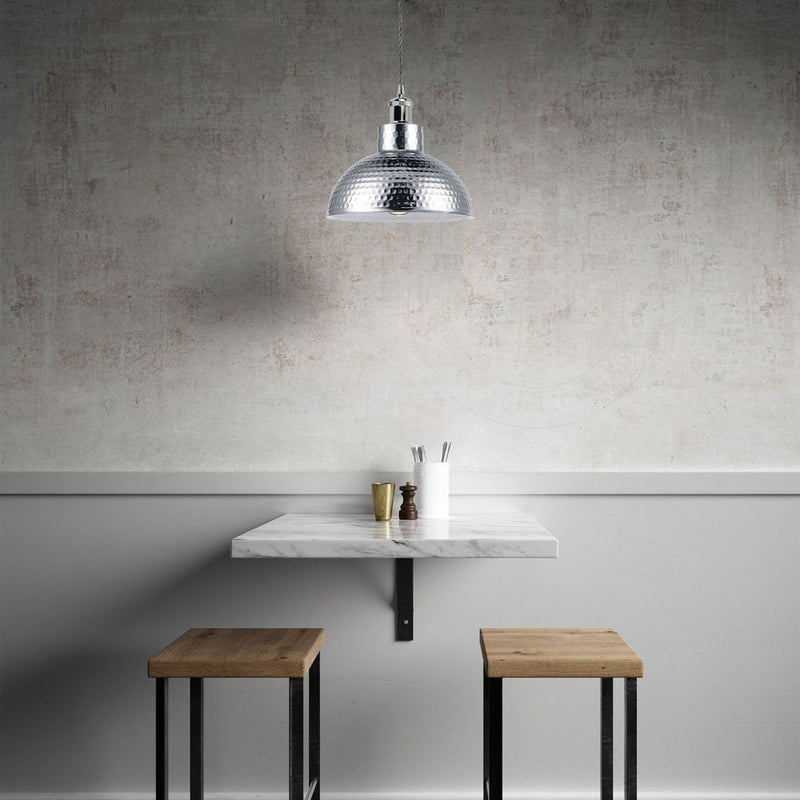 Vintage Industrial Chrome Ceiling Pendant Light: Metal Shade Hanging Lamp