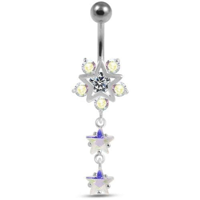 Fancy Jeweled Star Dangling Belly Ring