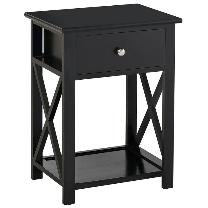 Premium MDF 2-Tier Side Table Black, Drawer included. Enhance your space with this stylish and functional piece.