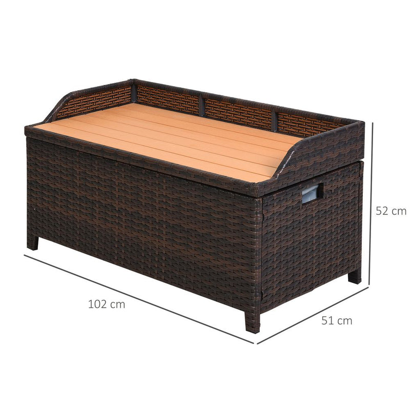 Premium Rattan Garden Storage - 102Lx51Wx51H cm Brown - Cabinet Cushion Box Chest