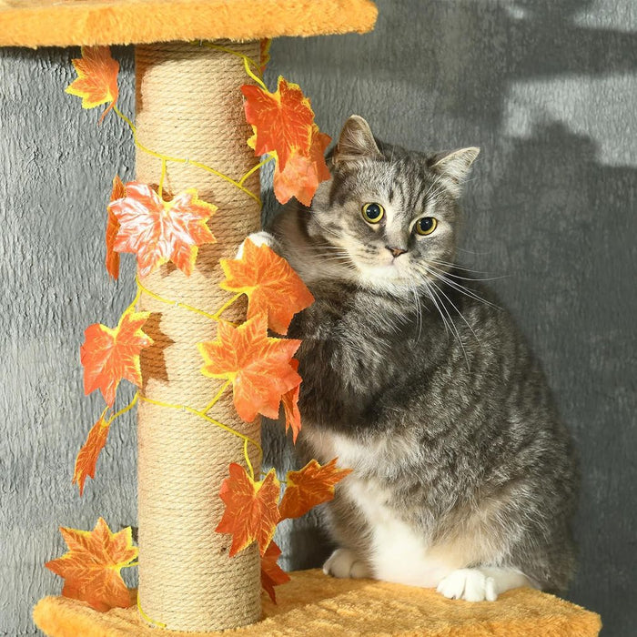 Premium 242cm Adjustable Cat Tree - Anti-Slip - Orange