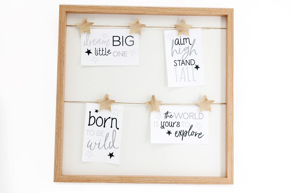 Premium Wooden Photo Frame: 6 Star Pegs, Holds 6 Photos. Best Quality!