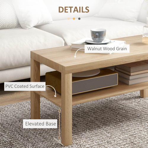 HOMCOM Coffee Table with Storage Shelf, Rectangular Centre Table, Natural
