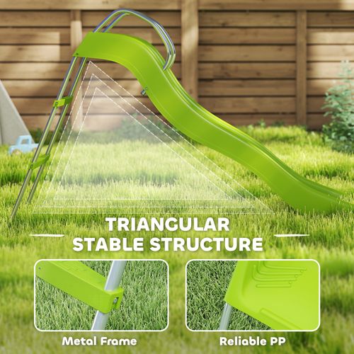 AIYAPLAY Freestanding Garden Wavy Slide for Kids with Climbing Ladder, Green