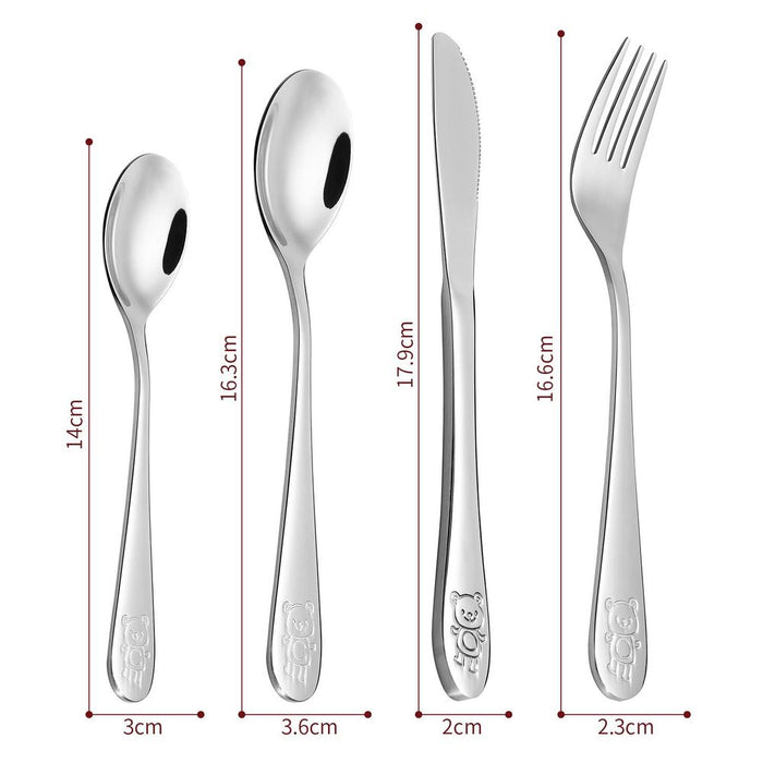 Vinsani Jungle Kids Cutlery Set - Durable Stainless Steel - Fun Animal Embossments - Perfect for Little Ones - High Quality