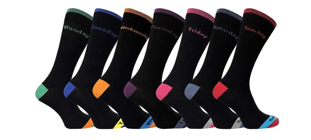 7 Pairs Mens 7 Days of the Week Socks