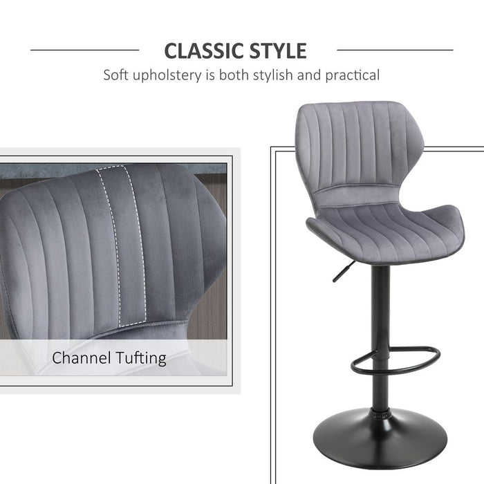 Premium Grey Velvet Swivel Chairs: Adjustable, Footrest, Set of 2 - High Quality Guaranteed!