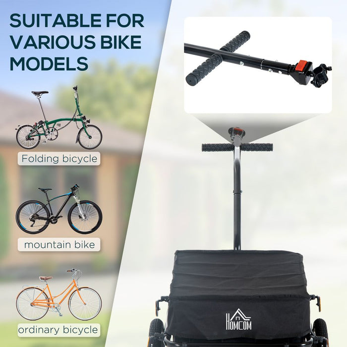 Premium Bike Trailer Stroller | Durable Cargo Trailer | Black | Steel Construction | Removable Storage Box | Sturdy & Safe | HOMCOM