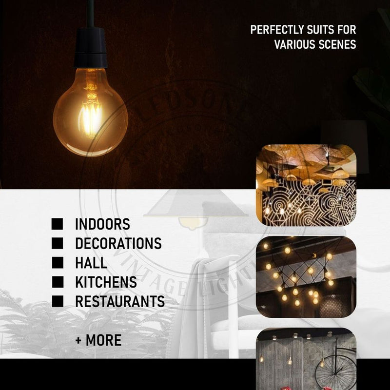 2 Pack E27 LED Edison Dimmable Vintage Amber Glass Warm white 2700K Light Bulbs ,