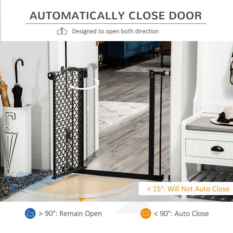 PawHut 74-80 cm Pressure Fit Safety Gate for Doorways and Staircases, Dog Gate, Pet Barrier for Hallways with Auto Close, Double Locking