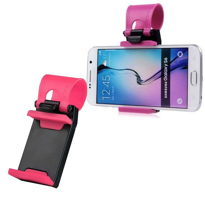 Car Steering Wheel Mobile Phone Holder - All Mobiles - Pink