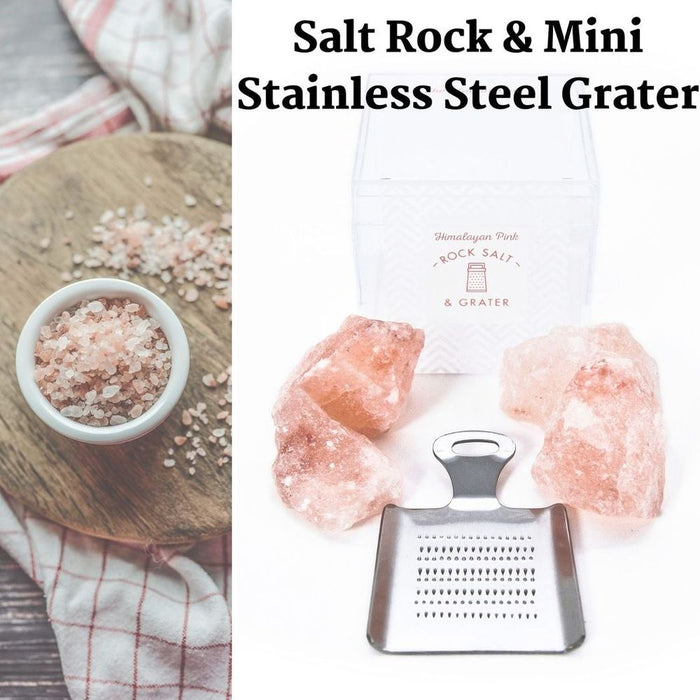 Himalayan Rock Salt & Mini Grater | Quirky Food Gifts | 100% Pure, Natural Goodness | Keto & Paleo Diet Approved