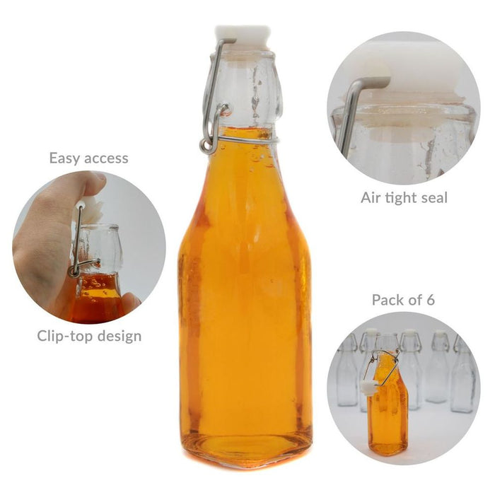 Clip Top Preserve Glass Kitchen Bottles 250ml - Set of 6 | M&W