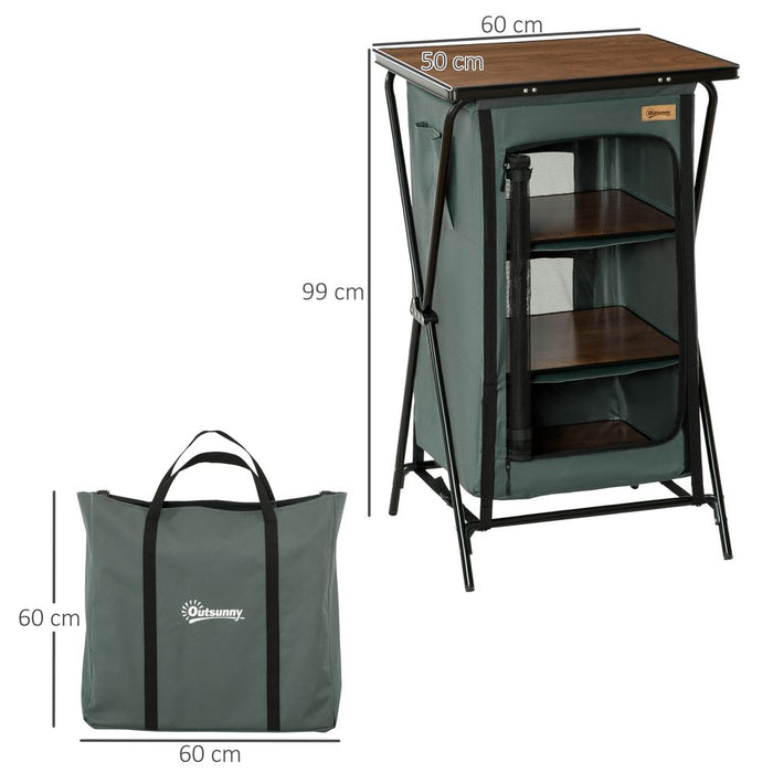 Portable Foldable Camping Cupboard w/ Carrying Bag & Shelves - Outsunny