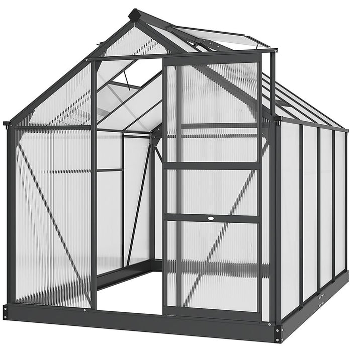 Polycarbonate Walk-In Garden Greenhouse Aluminium Frame w/ Slide Door 6 x 8ft