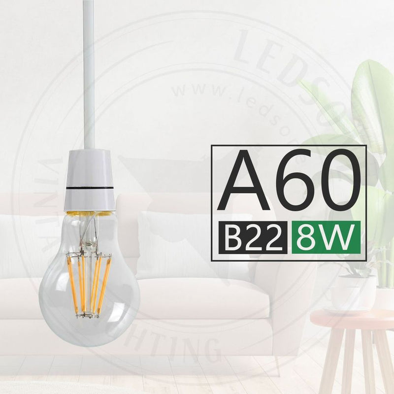 8W B22 LED Retro Vintage Light Bulbs - 2 Pack, 6000K Cool White, Filament Design - Ideal for Pendants, Chandeliers, and Decorative Fixtures