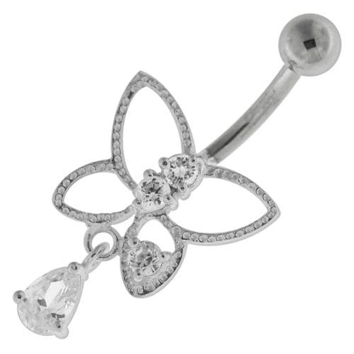 Jeweled Butterfly Cut out Navel Belly Button Ring