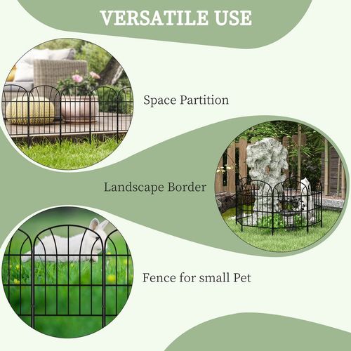Outsunny 8PCs Decorative Garden Fencing 24in x 8.7ft Metal Border Edging