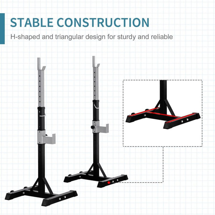 Premium Barbell Squat Rack - Heavy-Duty Steel Construction - Adjustable Height - Portable & Stable