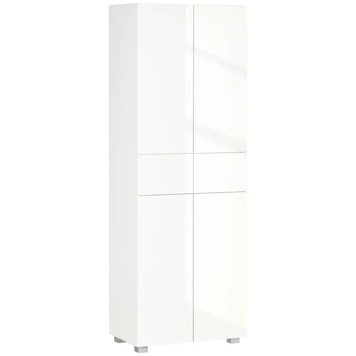 4-Door Kitchen Cupboard Freestanding Storage Cabinet w/ Shelves & Drawers White