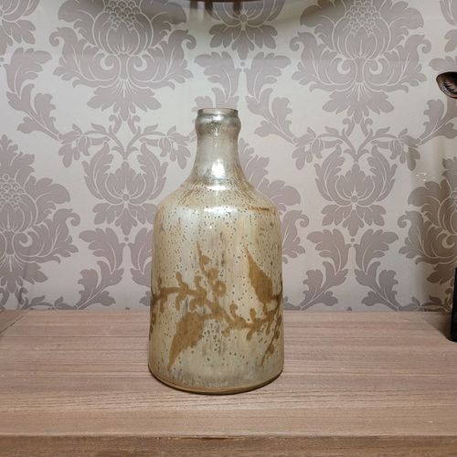 11" ANTIQUE SILVER GLASS DECORATIVE VASE