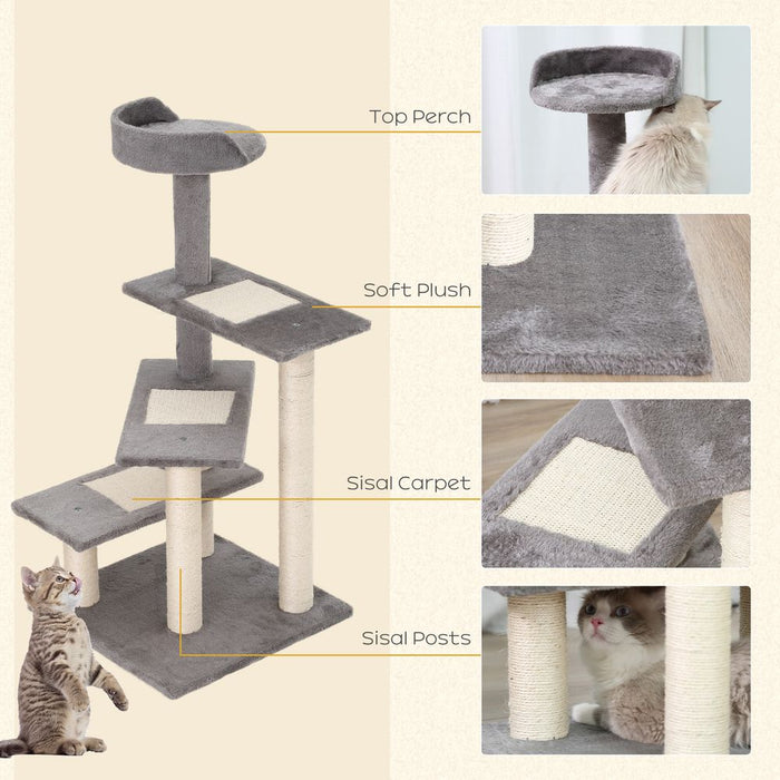 Premium Cat Activity Center - Multi-level Climbing Tower with Scratching Post and Plush Material - Pawhut