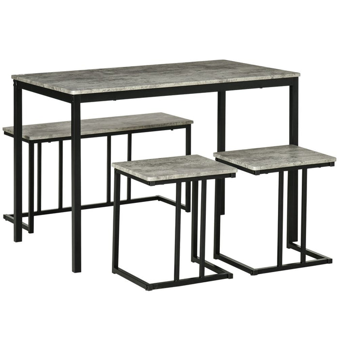 Minimalistic 4-Person Dining Set, Concrete Grey, Strong & Sleek