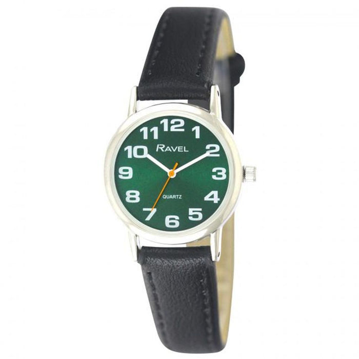 Ravel Women's Classic Green Dial Black Strap Watch