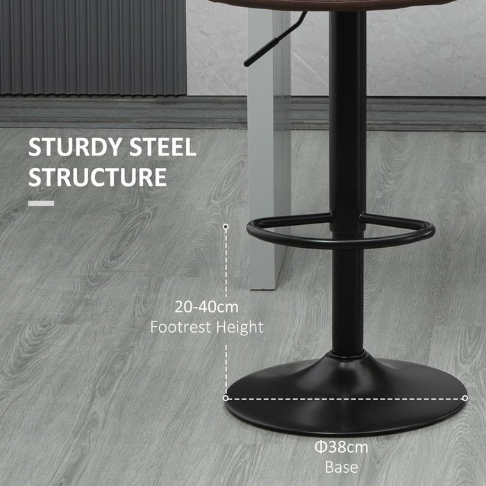 Premium Brown Adjustable Stools: Swivel & Footrest, Set of 2 - High-Quality Pub Home Furnishings