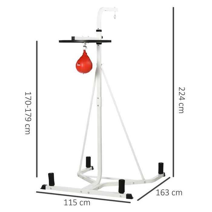 HOMCOM 170-190cm Freestanding Boxing Punch Bag Hanger & Speed Ball Station Platform Hanging Frame Home Gym