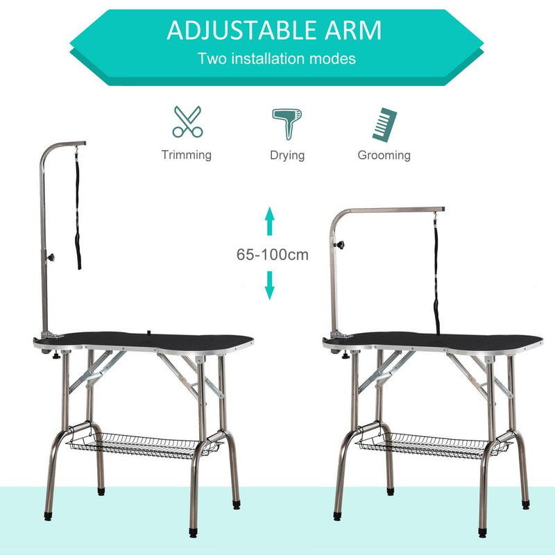 PawHut Foldable Dog Grooming Table Pet 94.5 x 55 x 81 cm Black