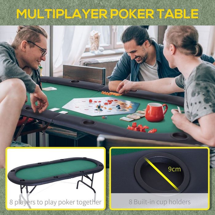 Premium Foldable Poker Table - Casino Top, 8 Players, Game Trays, Drink Holder