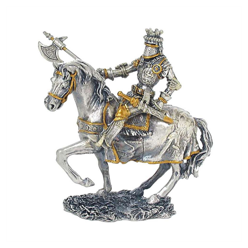 Mounted Knight with Axe (hand-cast statue sculpture) 10cm Height
